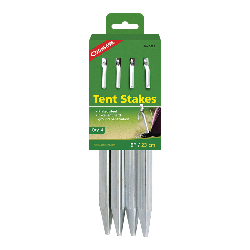 Steel Tent Stakes - 9" - 4 Pack