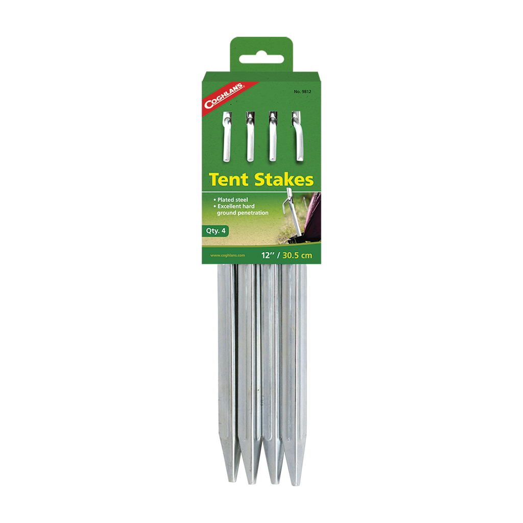 Steel Tent Stakes - 12" - 4 Pack