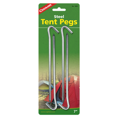 Steel Tent Pegs - 7" - 4 Pack